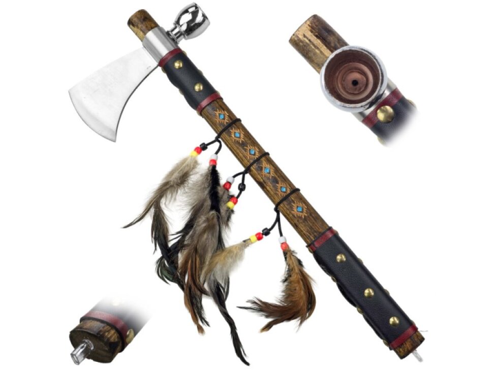 Indiánský tomahawk "PEACEFUL EAGLE" s dýmkou míru