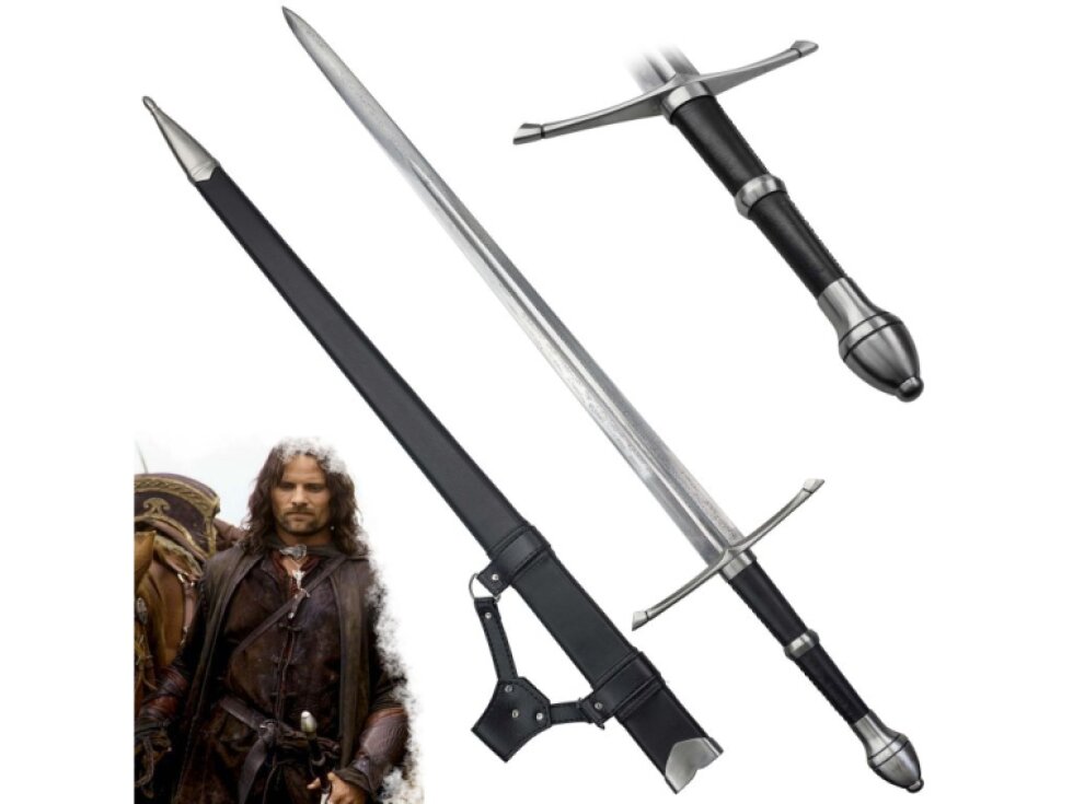 Ostrý damaškový meč "DAMASCUS STRIDER" s opaskem - Pán Prstenů