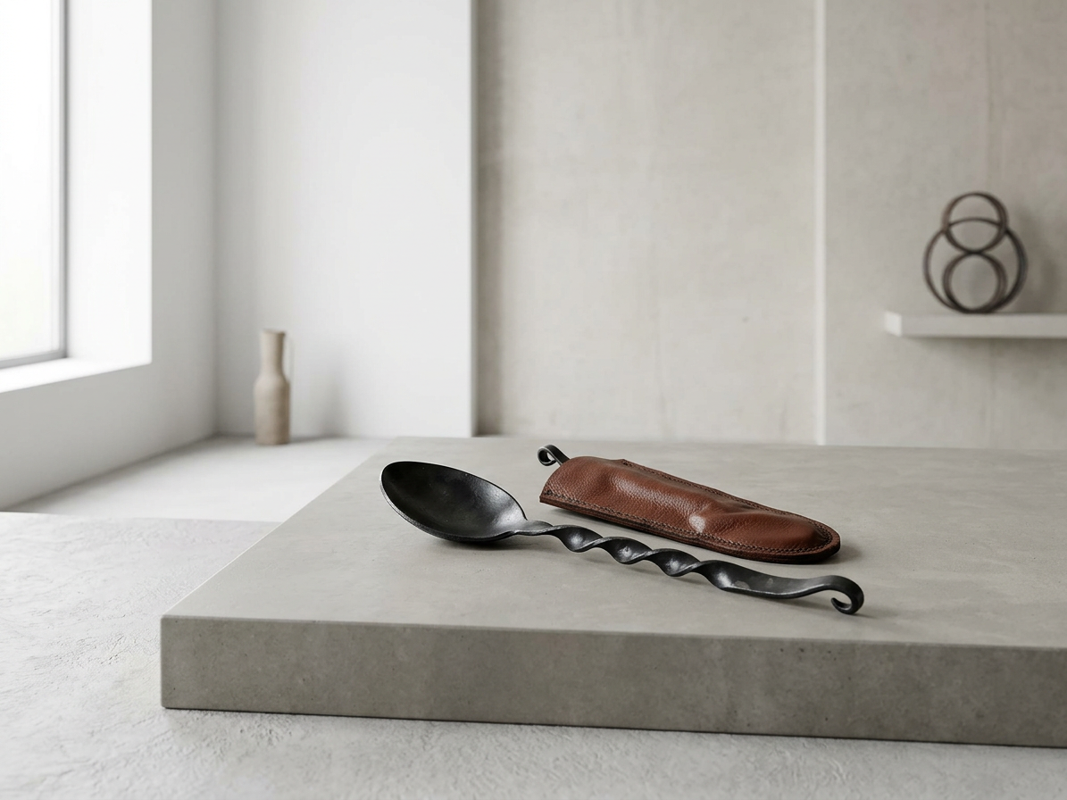 Kovaná lžíce "FORGECRAFT SPOON" s koženým pouzdrem