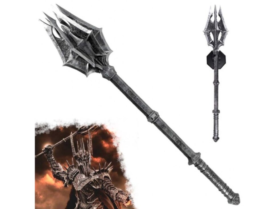 Masivní Sauronův palcát "THE MACE OF SAURON" s plaketou - Pán Prstenů