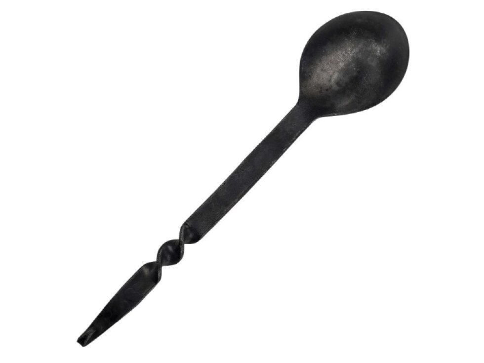 Velká kovaná lžíce "FORGED SPIRAL" s koženým pouzdrem