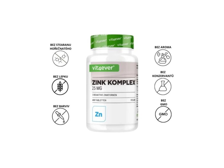 Vit4ever Zink Komplex, Zinek se 3 bioaktivními formami, 25 mg, 365 tablet