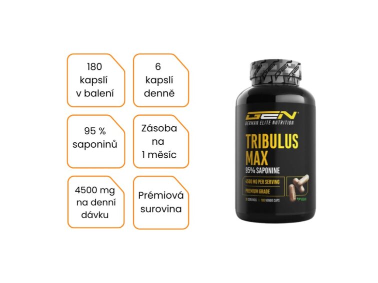 GEN Tribulus Max 95% Saponine, 180 kapslí