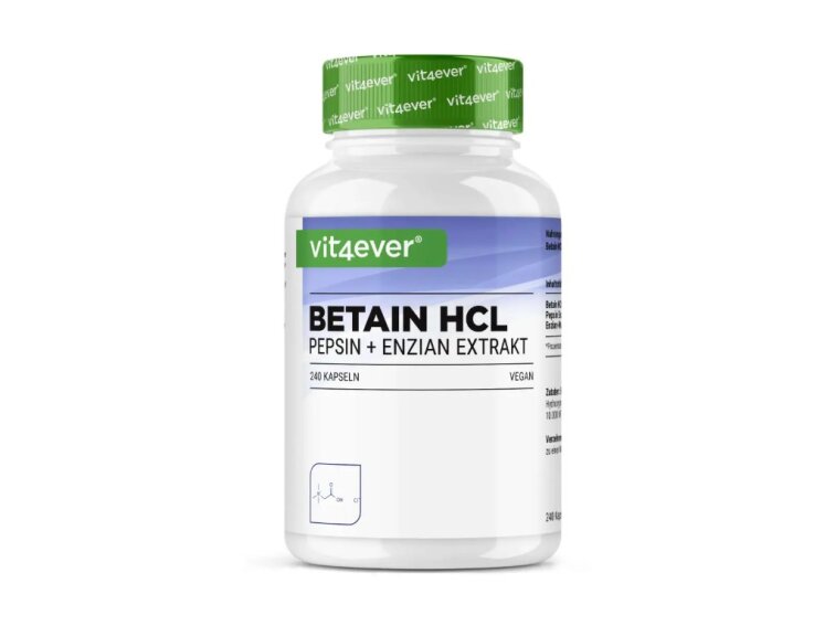 Vit4ever Betaine HCL - Betain HCL, hořec žlutý a pepsin, 240 kapslí