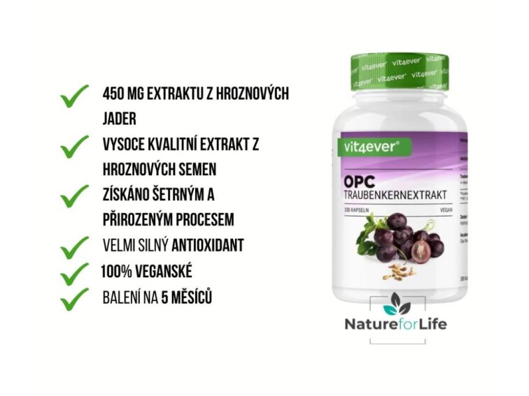 Vit4ever OPC Pure, extrakt z hroznových jadierok 500 mg, 300 kapsúl