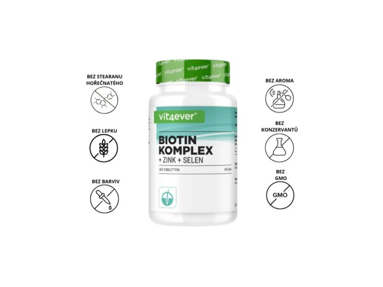 Vit4ever Biotin + Zinek + Selen, 365 tablet