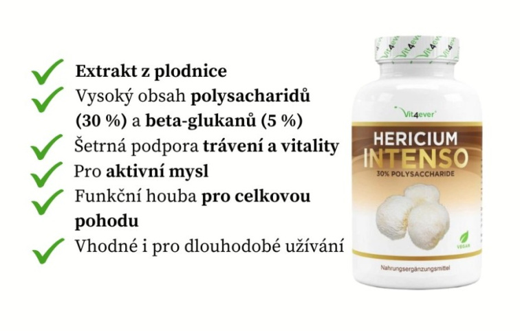 Vit4ever Hericium Intenso, Lions Mane 1300 mg, 180 kapslí