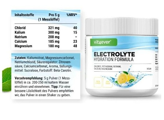 Vit4ever Electrolyte Komplex, Elektrolyt komplex s příchutí citrónu, 200 g