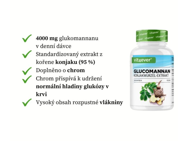 Vit4ever Glukomanan z kořene konjaku, 240 kapslí