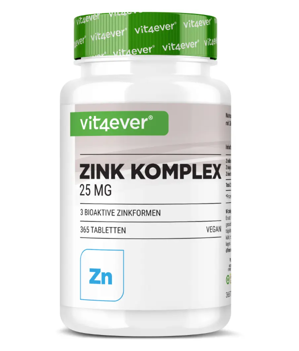 Vit4ever Zink Komplex, Zinek se 3 bioaktivními formami, 25 mg, 365 tablet