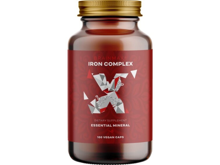 BrainMax Iron Complex - železo bisglycinát, 25 mg, 100 rostlinných kapslí