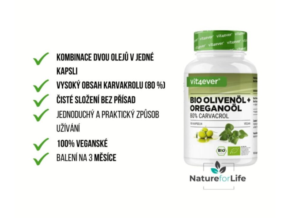 Vit4ever Organický olivový a oreganový olej - 90 kapsúl
