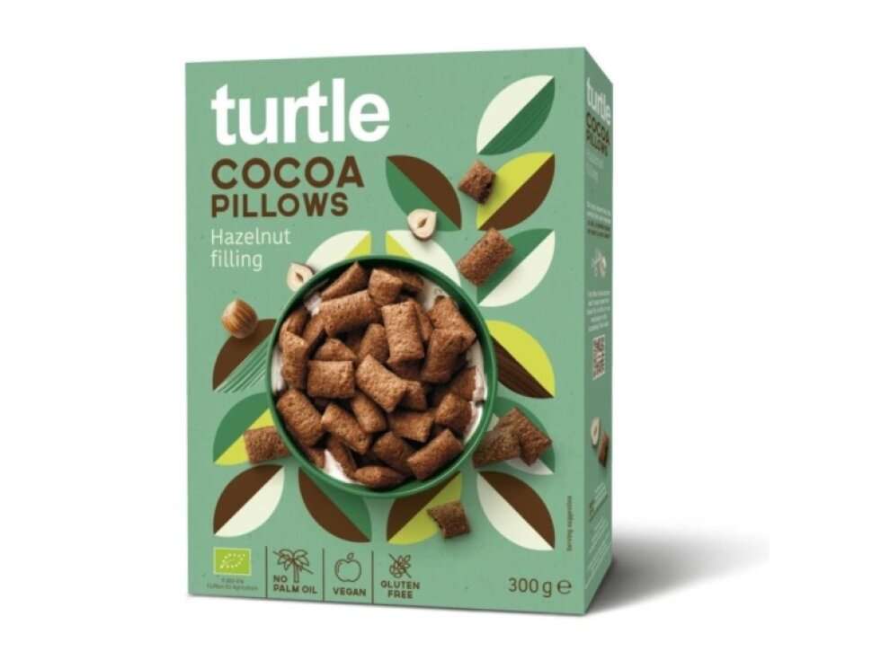 Turtle Kakaové cereální polštářky s lískooříškovou náplní 300 g