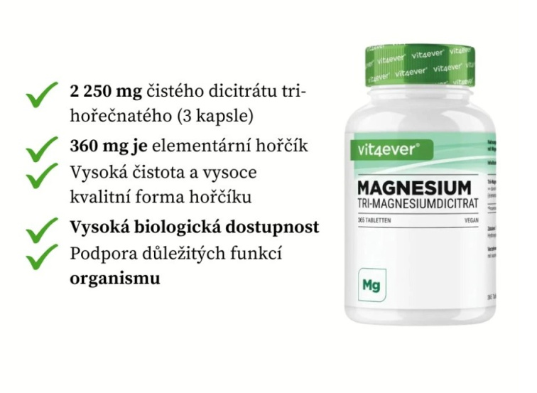 Vit4ever Tri-Magnesium Dicitrát, 365 kapslí