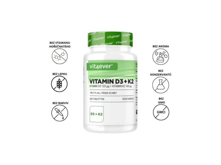 Vit4ever Vitamin D3 + K2 MK7 – 5 000 IU, 100 tablet
