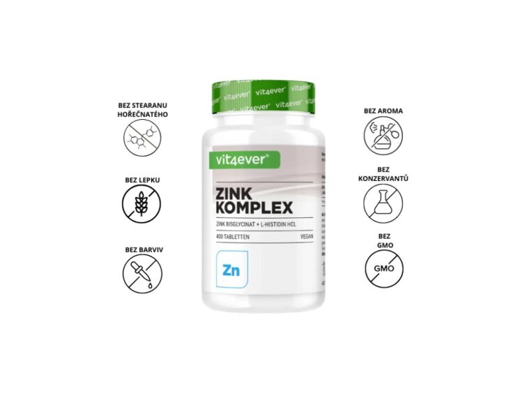 Vit4ever Zinek Advanced - Zinek bisglycinát + L-histidin, 400 tablet