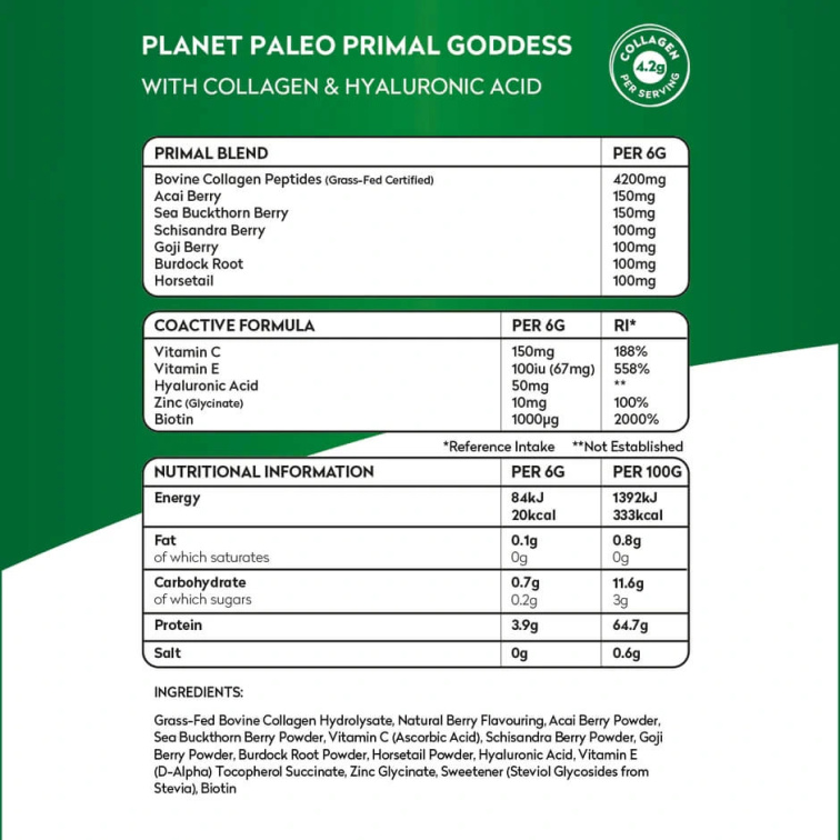 PLANET PALEO - Primal Goddess - Hydrolyzovaný hovězí kolagen pro zdravou pokožku 210 g