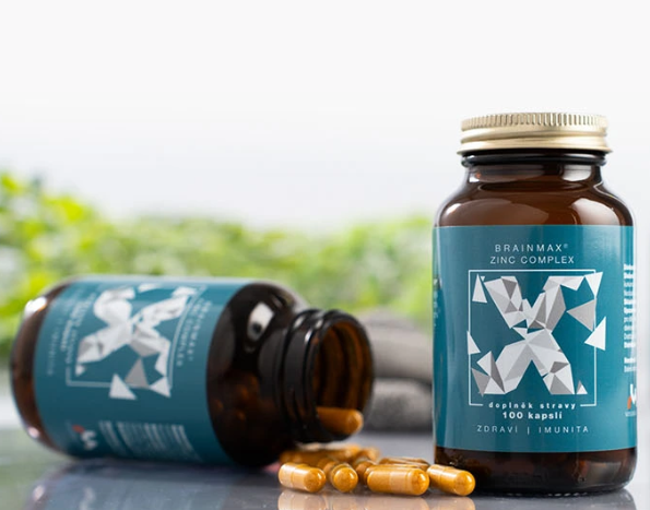 BrainMax Zinc Complex - Zinek, Selen, Měď a Kurkuma, 100 rostlinných kapslí