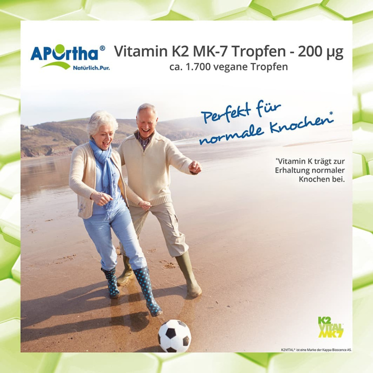 Aportha Vitamin K2 MK-7 (K2VITAL®) 200 µg, cca 1.700 veganských kapek, 50 ml