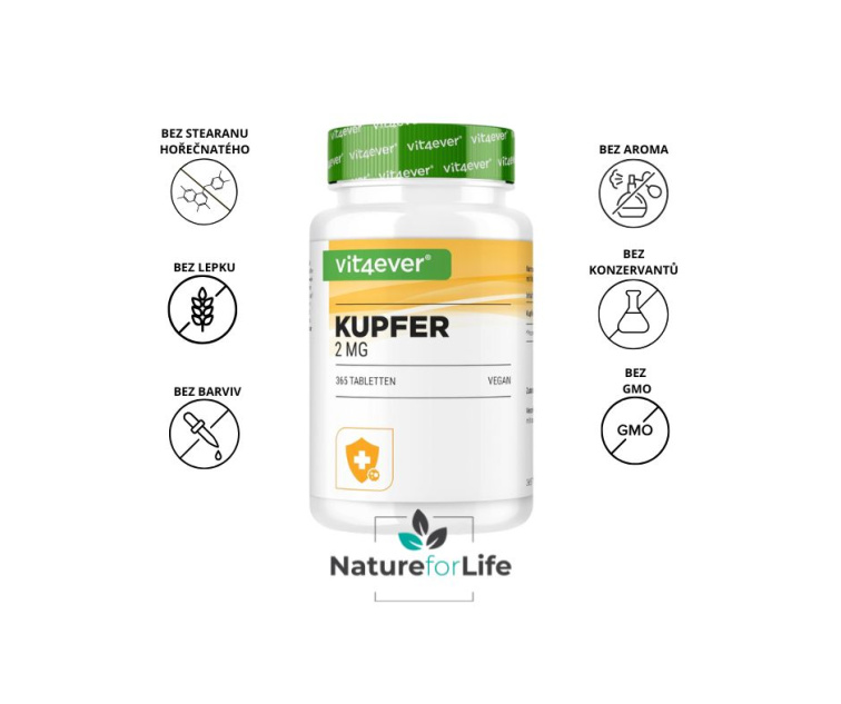 Vit4ever Měď, glukonát měďnatý 2 mg, 365 tablet