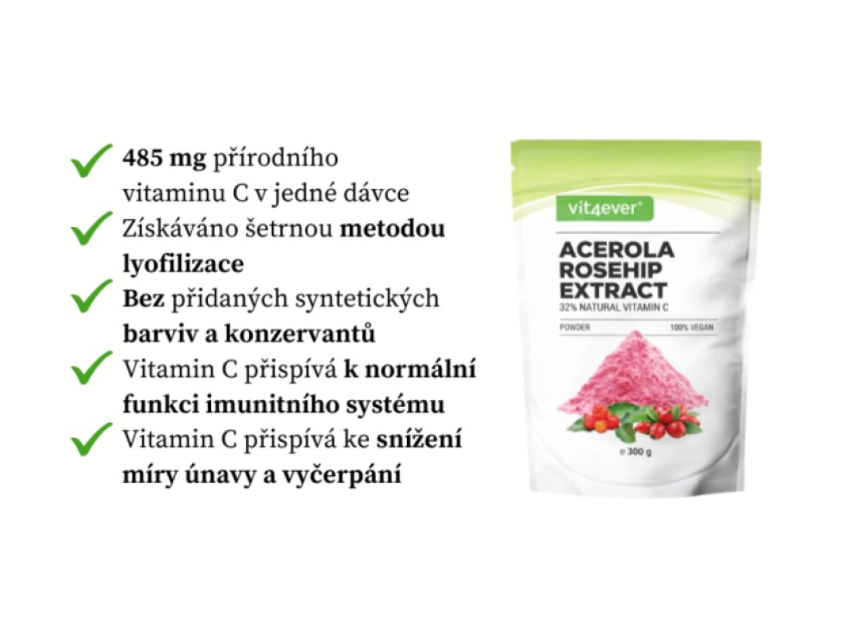 Vit4ever Acerola extrakt, přírodní vitamin C, 300g