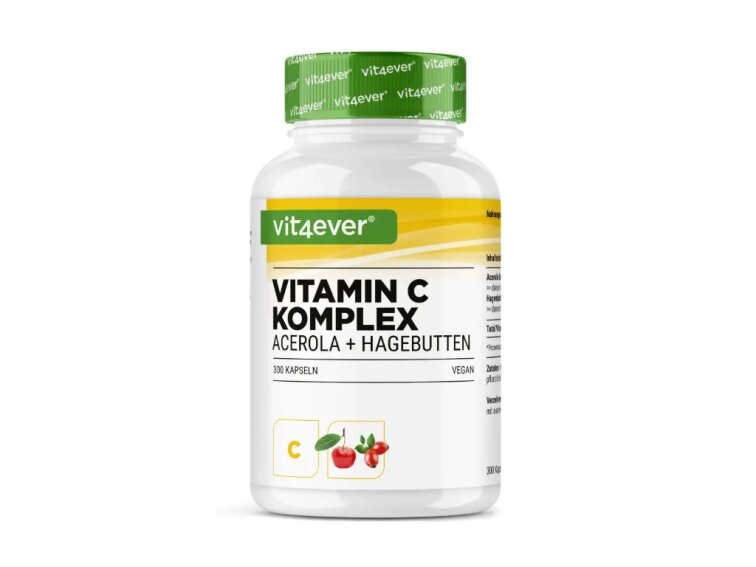 Vit4ever Vitamin C Komplex – Extrakt z Aceroly a Šípku – 300 Kapslí