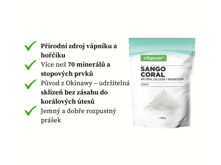 Vit4ever Sango Sea Coral – přírodní vápník a hořčík z mořského korálu, 320 g