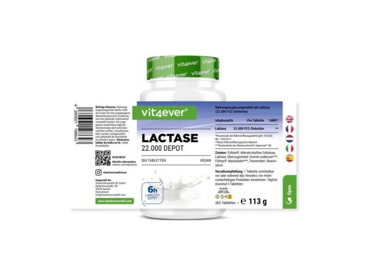Vit4ever Lactase Depot 22.000, 365 Tablet