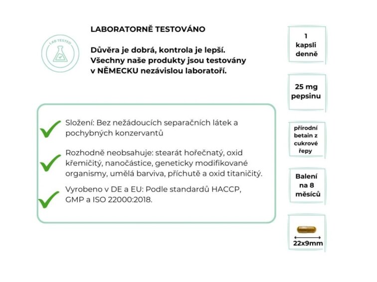 Vit4ever Betaine HCL - Betain HCL, hořec žlutý a pepsin, 240 kapslí