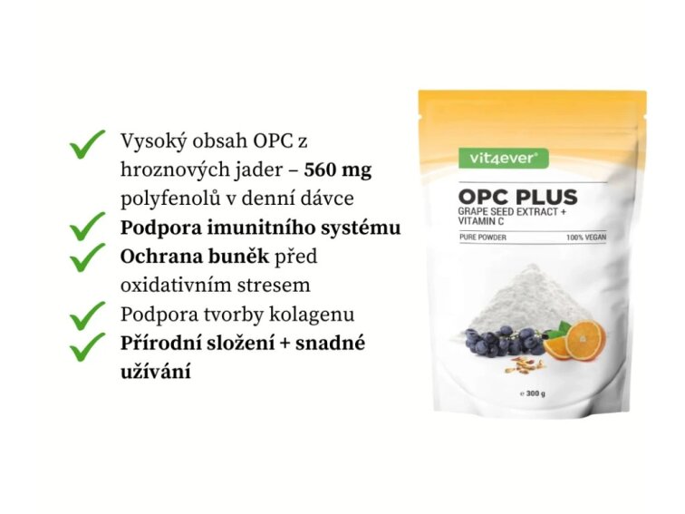 Vit4ever OPC z hroznových jader + vitamín C, 300g