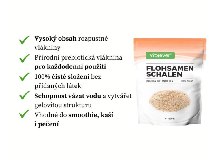 Vit4ever Psyllium, rozpustná vláknina, 1100 g