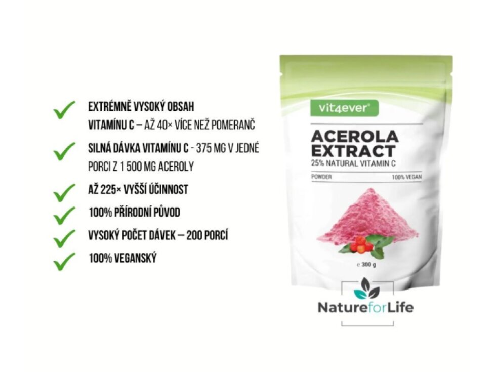 Vit4ever Acerola extrakt, prírodný vitamín C, 300g