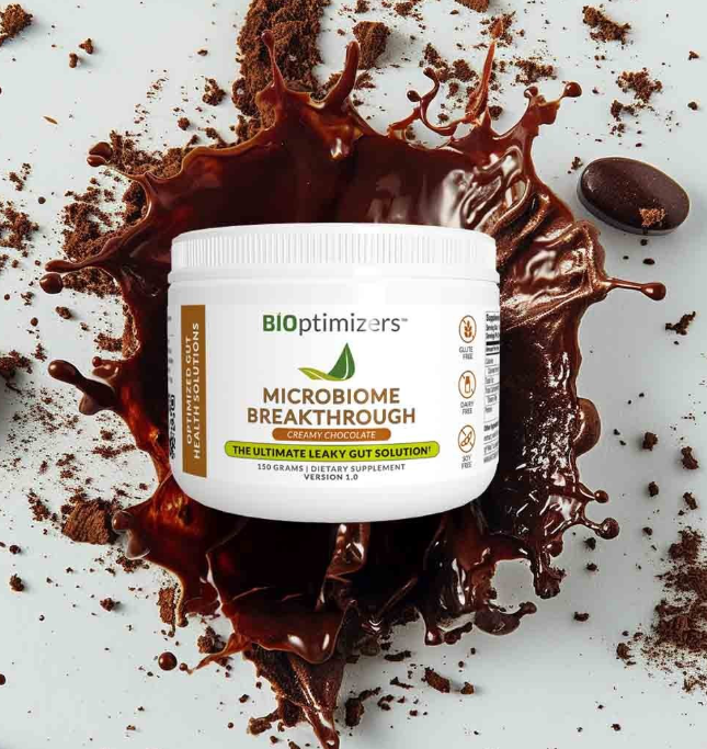 BiOptimizers Microbiome Breakthrough Chocolate – komplex pro obnovu střevní bariéry a imunitní rovnováhy (150 g)