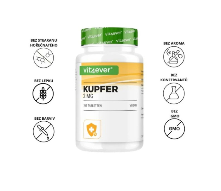 Vit4ever Měď, glukonát měďnatý 2 mg, 365 tablet
