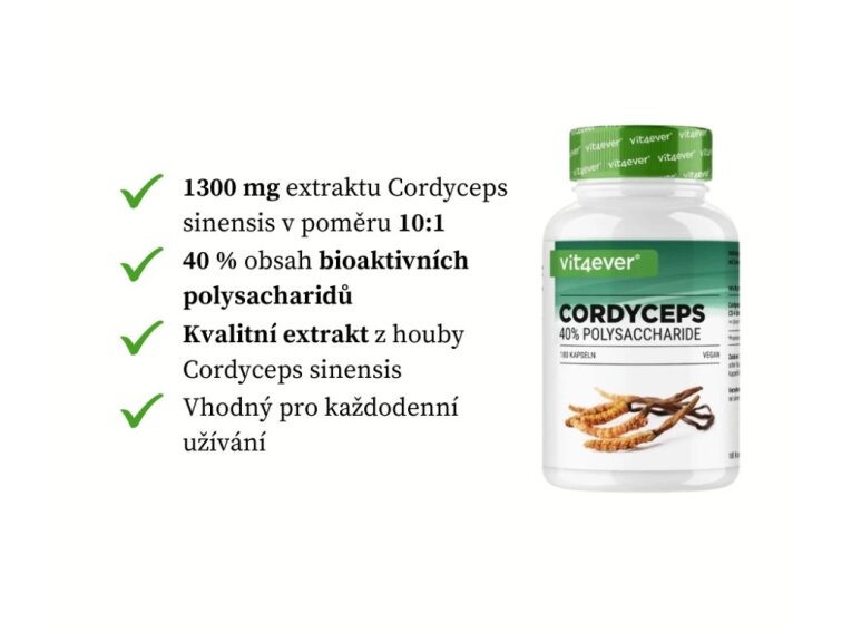 Vit4ever Cordyceps Intenso, 100% extrakt CS-4, 180 kapslí