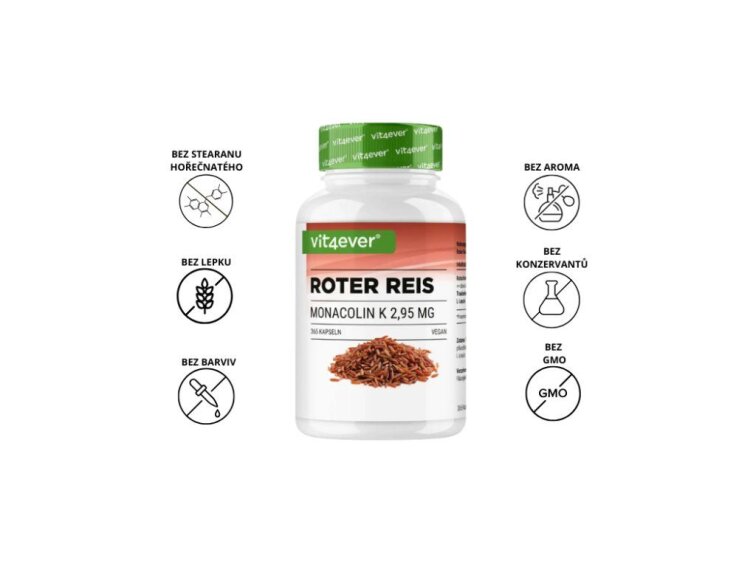 Vit4ever Extrakt z červené rýže - 2,95 mg monakolinu K, 365 kapslí