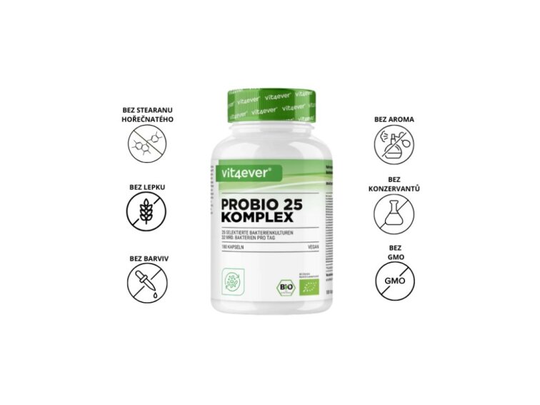 Vit4ever Probio 25 complex, probiotika 27 miliard střevních bakterií, 180 kapslí