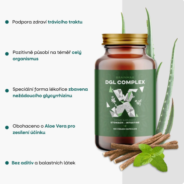 BrainMax DGL Complex (Deglycyrrhizinovaná lékořice), 100 rostlinných kapslí