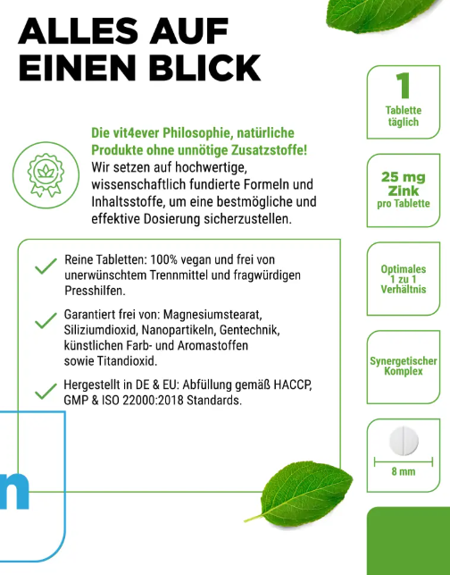 Vit4ever Zink Komplex, Zinek se 3 bioaktivními formami, 25 mg, 365 tablet