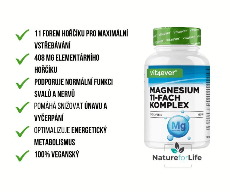 Vit4ever Magnesium komplex - unikátní kombinace 11 druhů hořčíku 240 kapslí