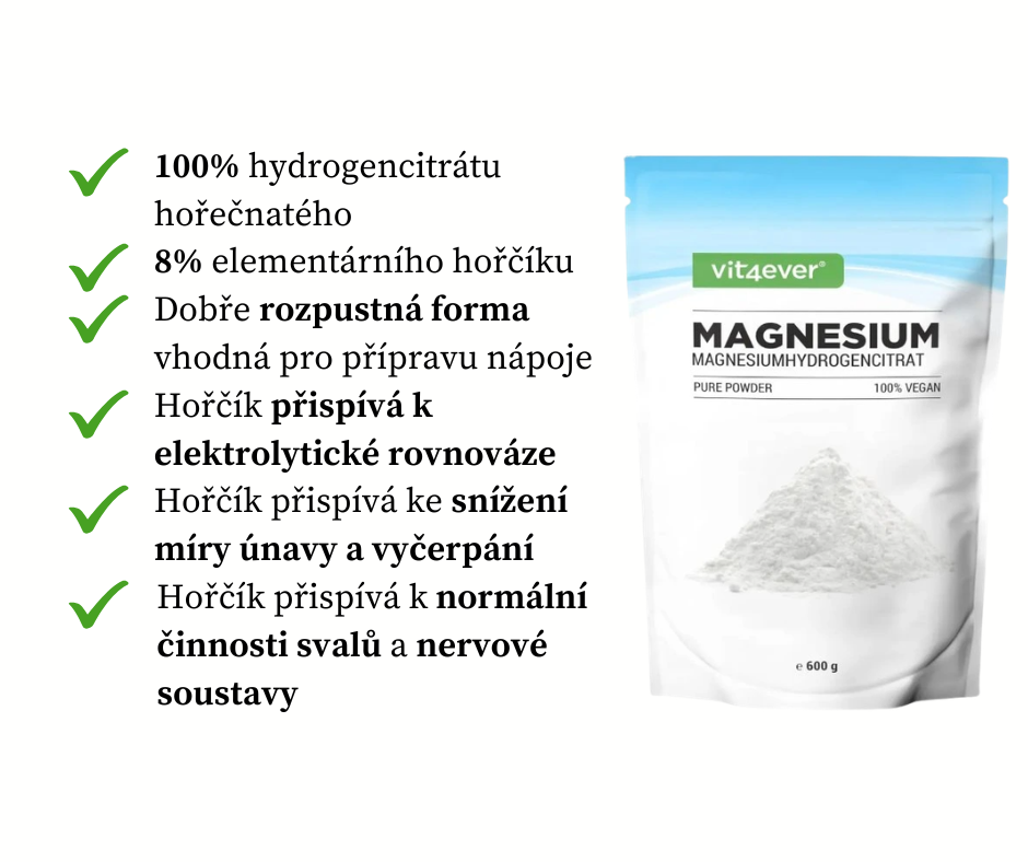 Vit4ever Hořčík Hydrogen Citrát, prášek 600 g