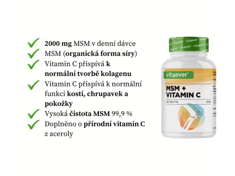 Vit4ever MSM + vitamín C, 1000 mg, 365 tablet
