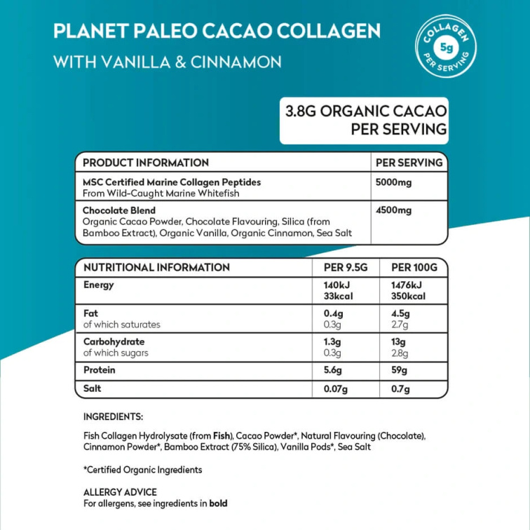 PLANET PALEO Cacao Collagen - Mořský kolagen s čokoládou 285 g