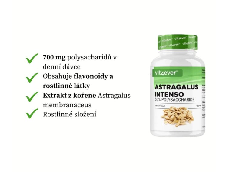 Vit4ever Astragalus extrakt, 50% polysacharidů, 180 kapslí