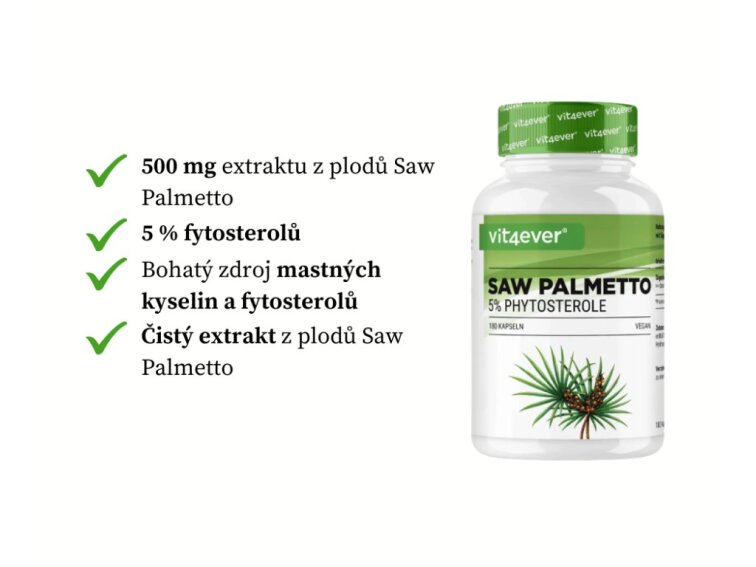 Vit4ever Saw Palmetto extrakt, 180 kapslí