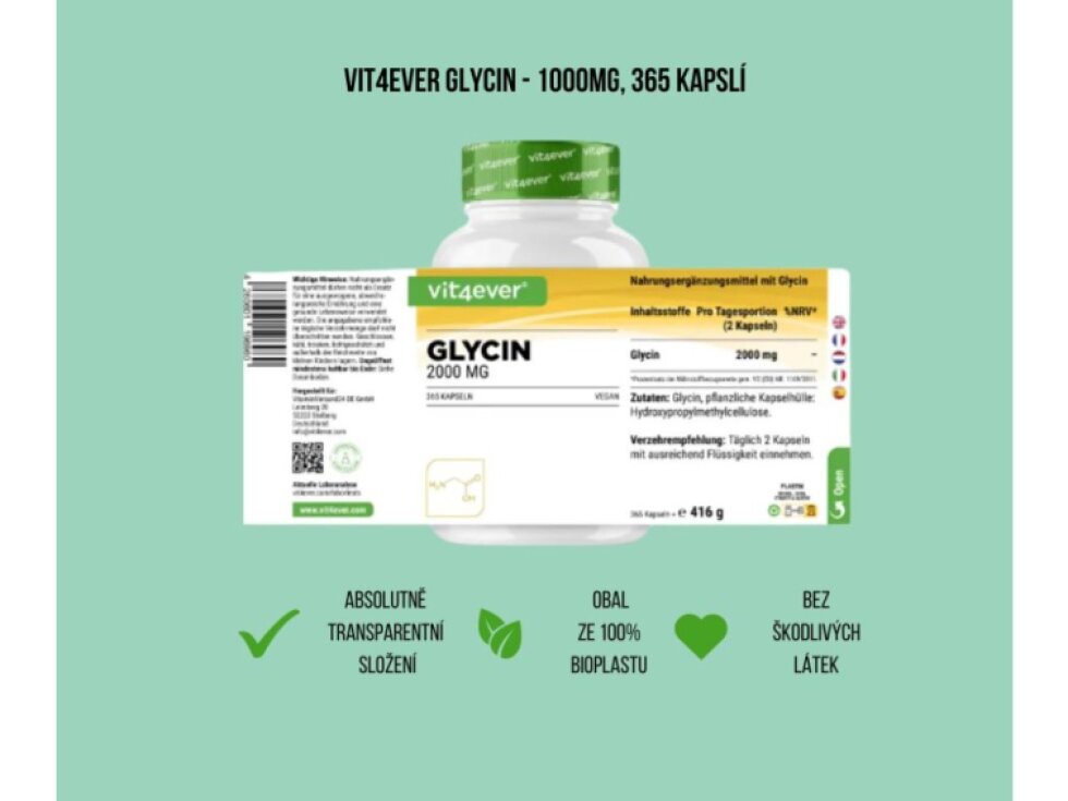 Vit4ever Glycin - 1000 mg, 365 kapslí