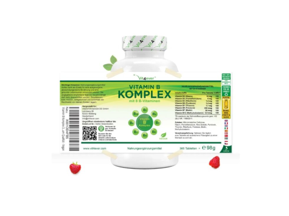Vit4ever Vitamín B komplex, 8 vitamínů skupiny B, 365 tablet