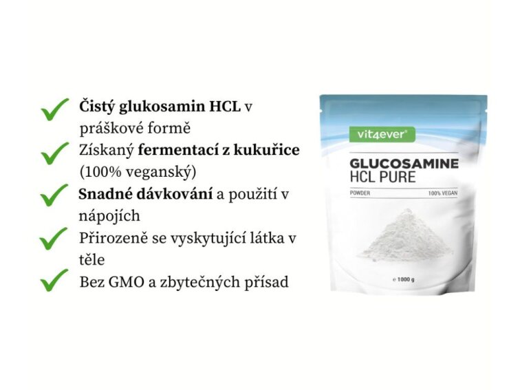 Vit4ever Glukosamin HCL Pure, 1000 g čistého prášku