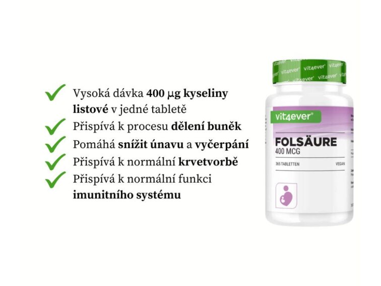 Vit4ever Kyselina listová - 400 mcg, 365 tablet