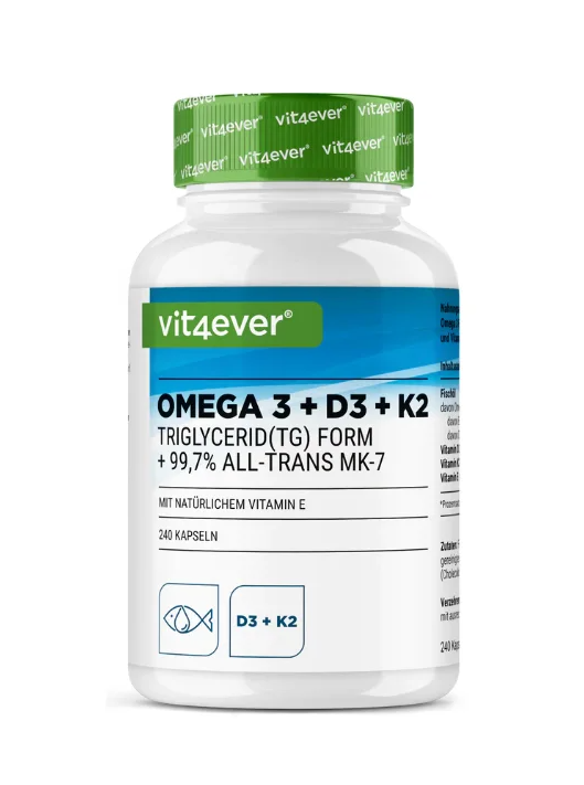 Vit4ever Omega 3 + Vitamin D3 + K2 MK-7 – 240 kapslí